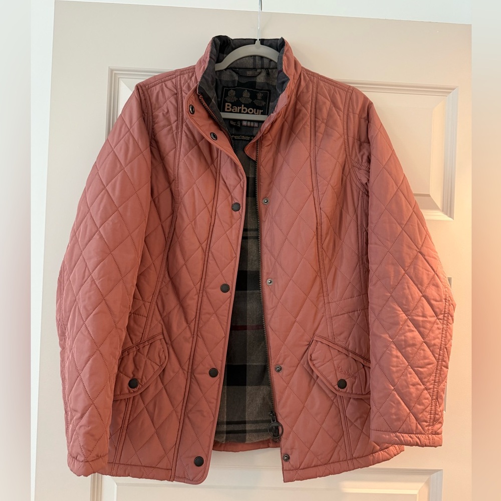 Barbour Pink and Charcoal Quilted Jacket